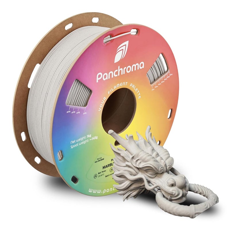 polymaker Panchroma Marble PLA Filament, Marble Limestone 1.75mm 1kg 3D Printing Filament, 3D Printer PLA Filament, Fit Most FDM 3D Printers, 1kg Spool (2.2lbs) - Image 1